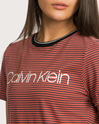 Calvin Klein Thin Stripe Logo Womens Tee