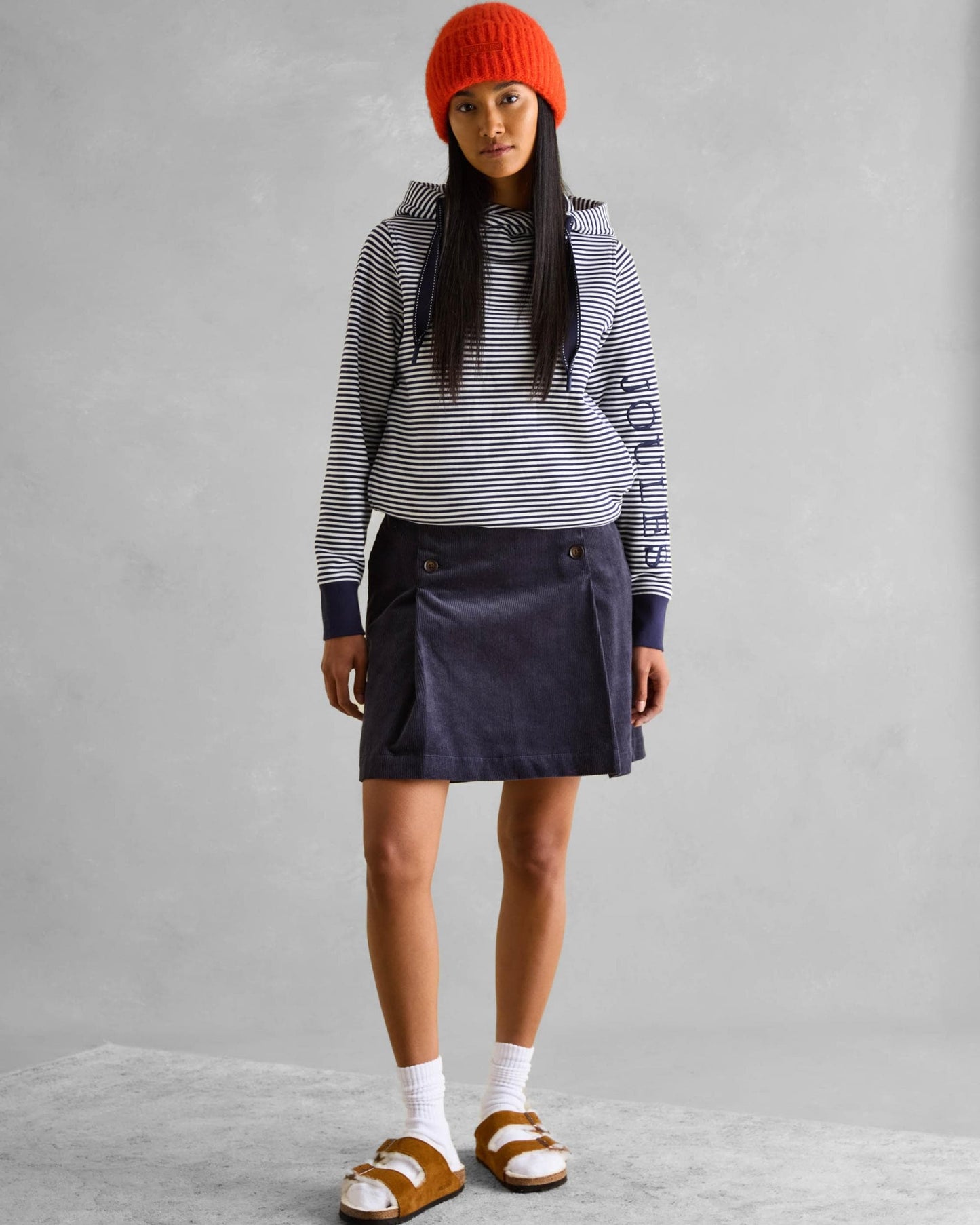 Joules Rushton Womens Cowl Neck Hoodie - Navy Stripe