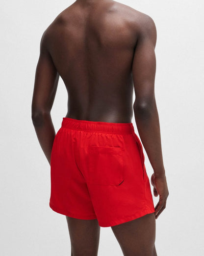 HUGO ABAS Mens Logo-Print Swim Shorts in Quick-Dry Fabric NOS - Red 693