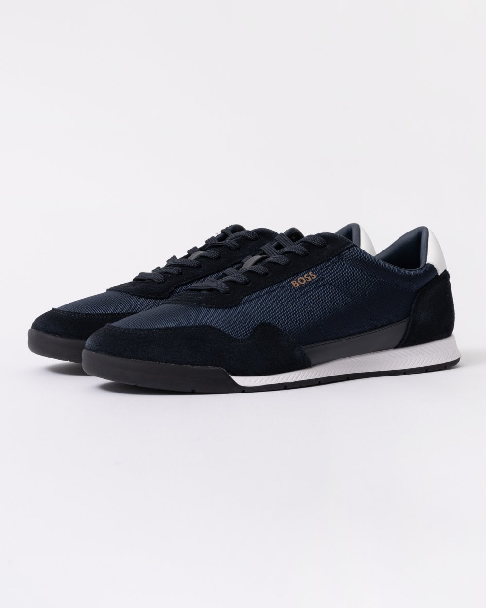 BOSS Orange Titanium Mens Mixed Material Lace-Up Trainers with Suede Trims