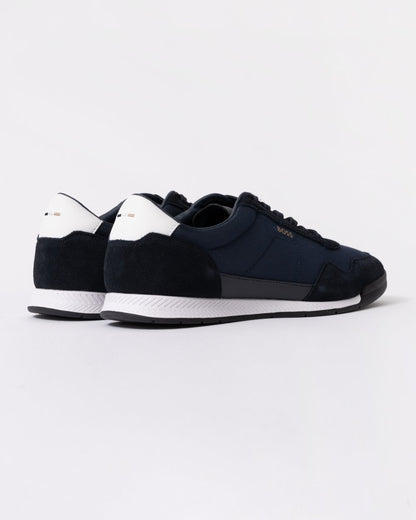BOSS Orange Titanium Mens Mixed Material Lace-Up Trainers with Suede Trims - Dark Blue 401