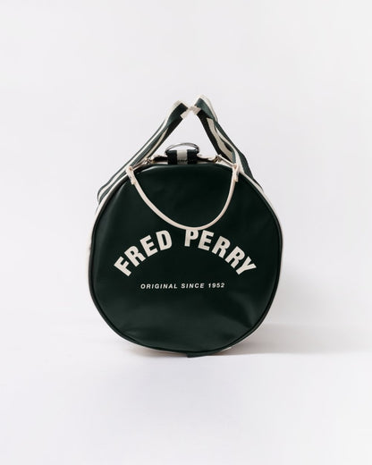 Fred Perry Recycled Polyester Classic Barrel Bag - Ecru/Night Green V11