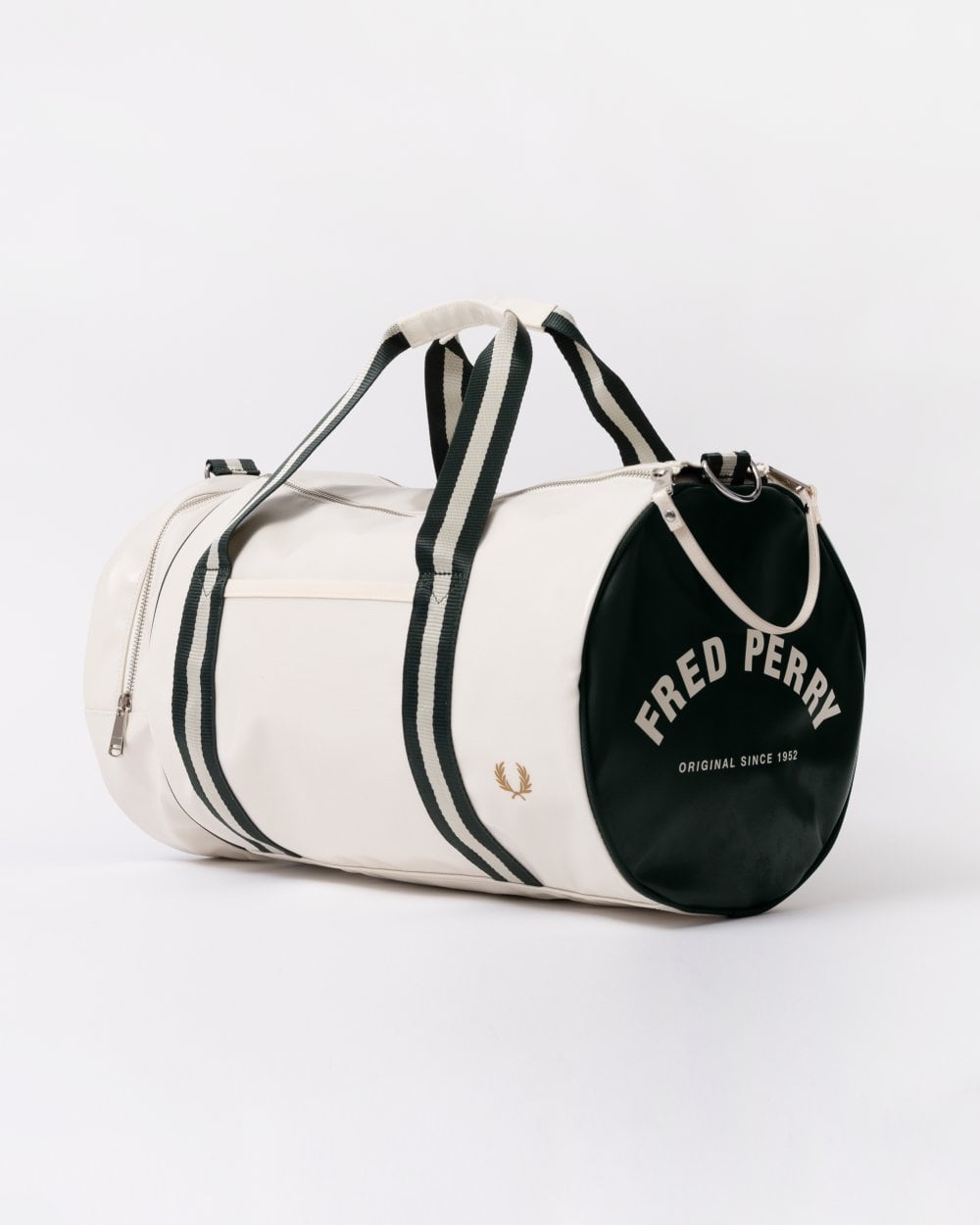 Fred Perry Recycled Polyester Classic Barrel Bag - Ecru/Night Green V11