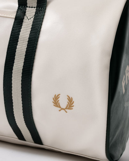 Fred Perry Recycled Polyester Classic Barrel Bag - Ecru/Night Green V11