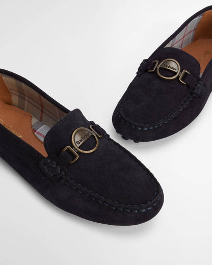 Barbour Laire Womens Driving Shoes - Navy Suede