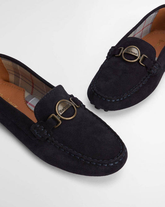 Barbour Laire Womens Driving Shoes - Navy Suede