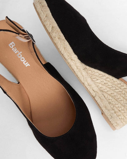 Barbour Hazel Womens Suede Espadrilles - Black