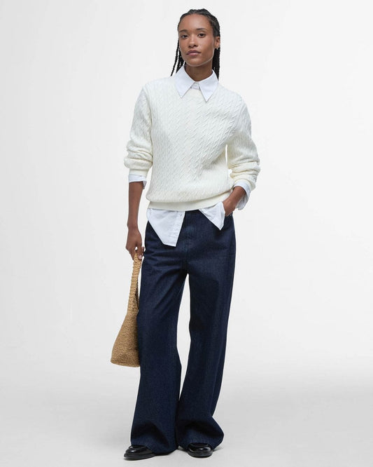 Barbour Hartland Womens Crew Neck Jumper - Cloud