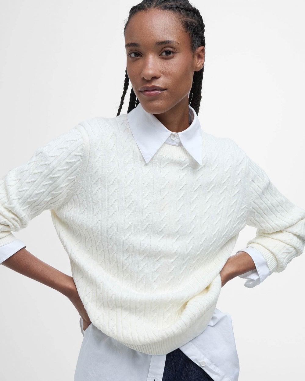 Barbour Hartland Womens Crew Neck Jumper - Cloud