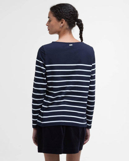 Barbour Bradley Womens Long Sleeve Striped Top - Navy Stripe