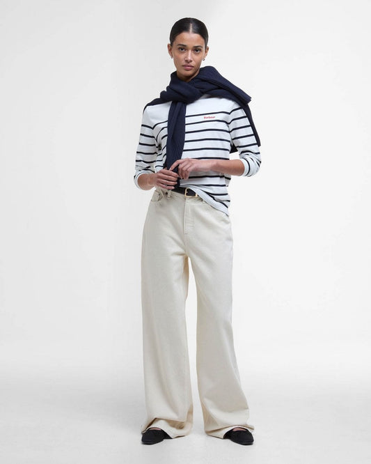 Barbour Bradley Womens Long Sleeve Striped Top - Cloud Stripe