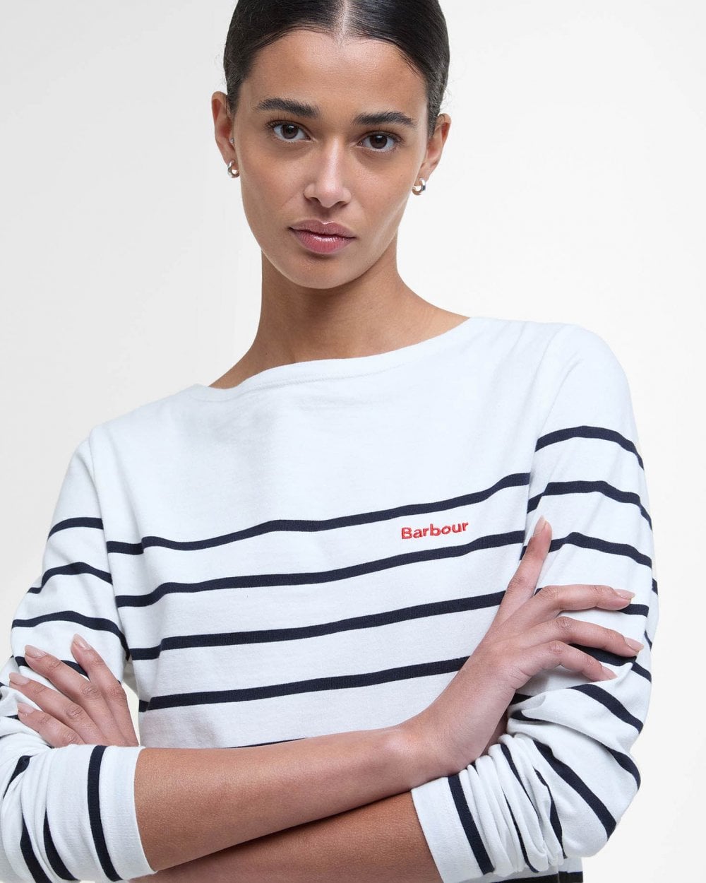 Barbour Bradley Womens Long Sleeve Striped Top - Cloud Stripe