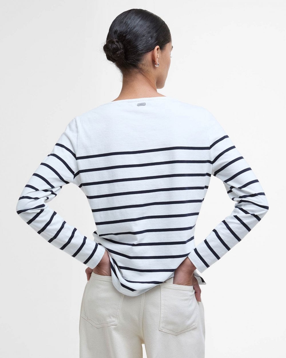 Barbour Bradley Womens Long Sleeve Striped Top - Cloud Stripe