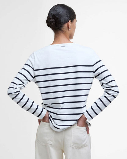 Barbour Bradley Womens Long Sleeve Striped Top - Cloud Stripe