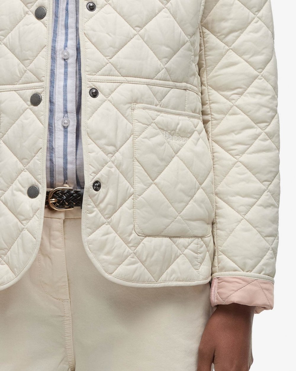 Barbour Deveron Quilted Womens Jacket - Light Pearl/Pale Pink