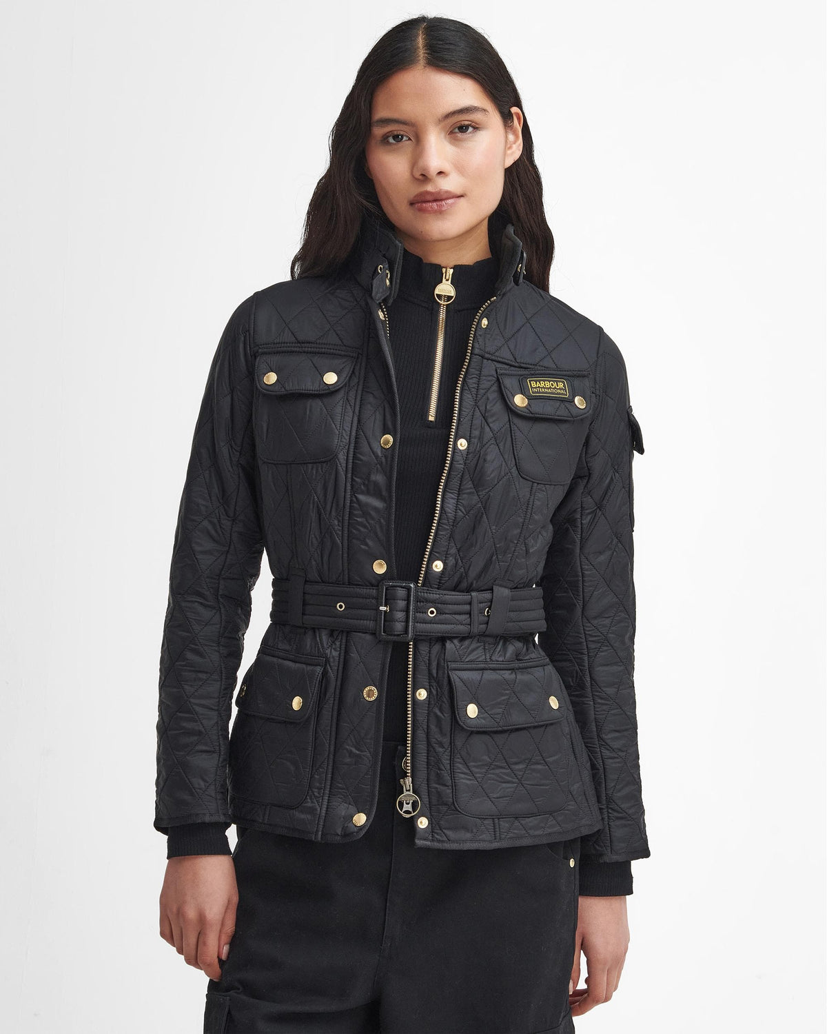 Barbour International Womens Polarquilt Jacket - Black/Black - CHO - Designer Womens Padded Jackets