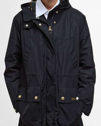 Barbour Una Womens Showerproof Jacket - Black/Ancient Tartan