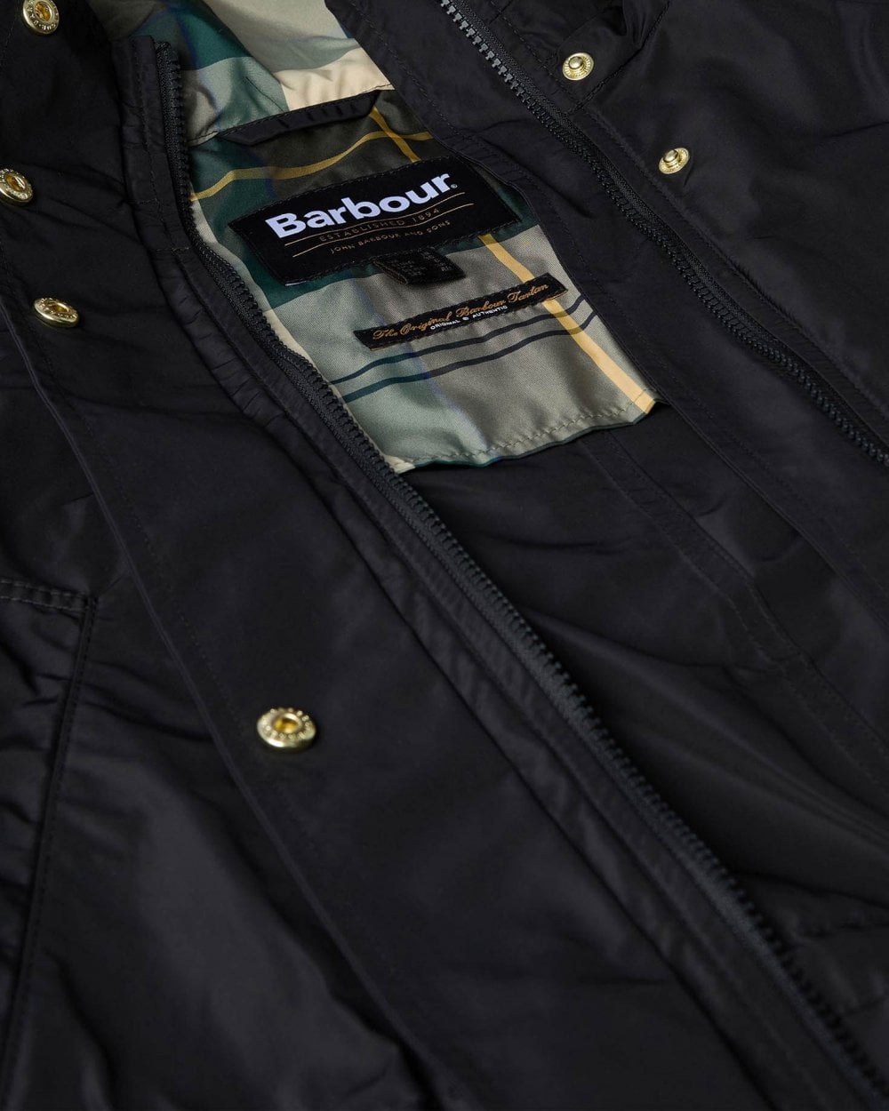 Barbour Una Womens Showerproof Jacket - Black/Ancient Tartan
