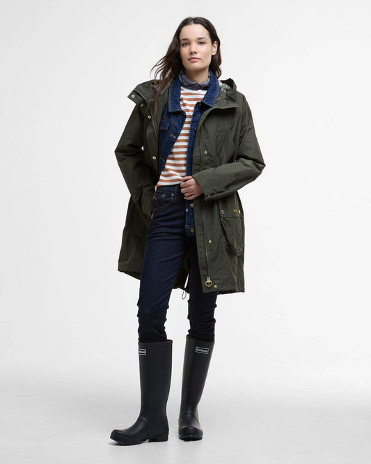 Barbour Una Womens Showerproof Jacket - Olive/Ancient Tartan