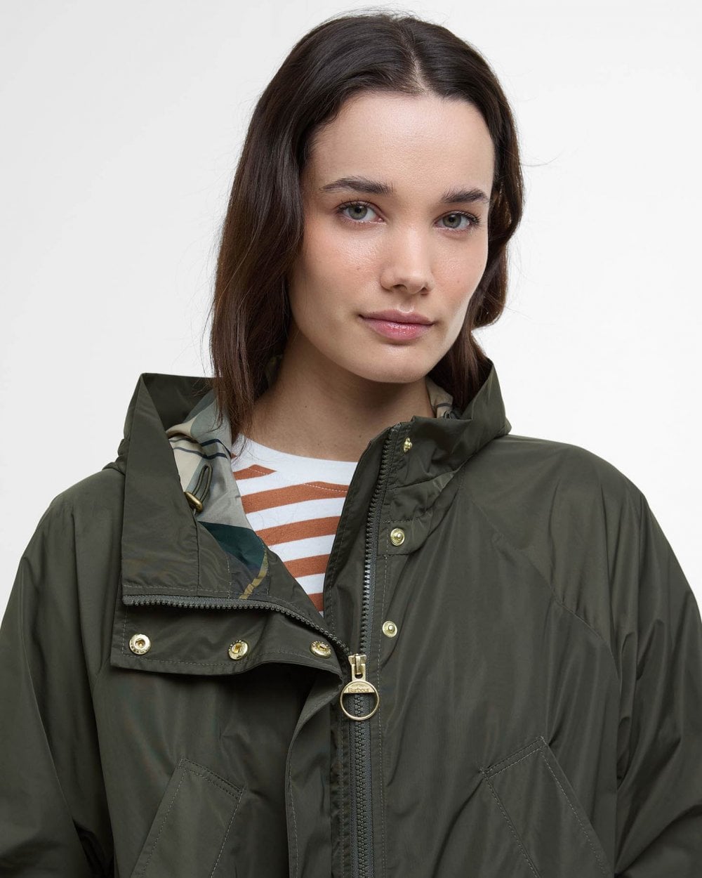 Barbour Una Womens Showerproof Jacket - Olive/Ancient Tartan