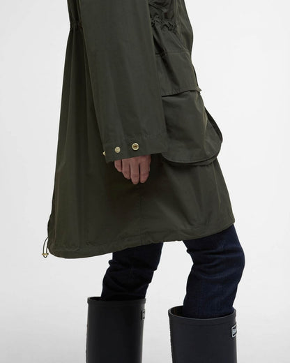 Barbour Una Womens Showerproof Jacket - Olive/Ancient Tartan