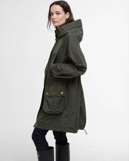 Barbour Una Womens Showerproof Jacket - Olive/Ancient Tartan