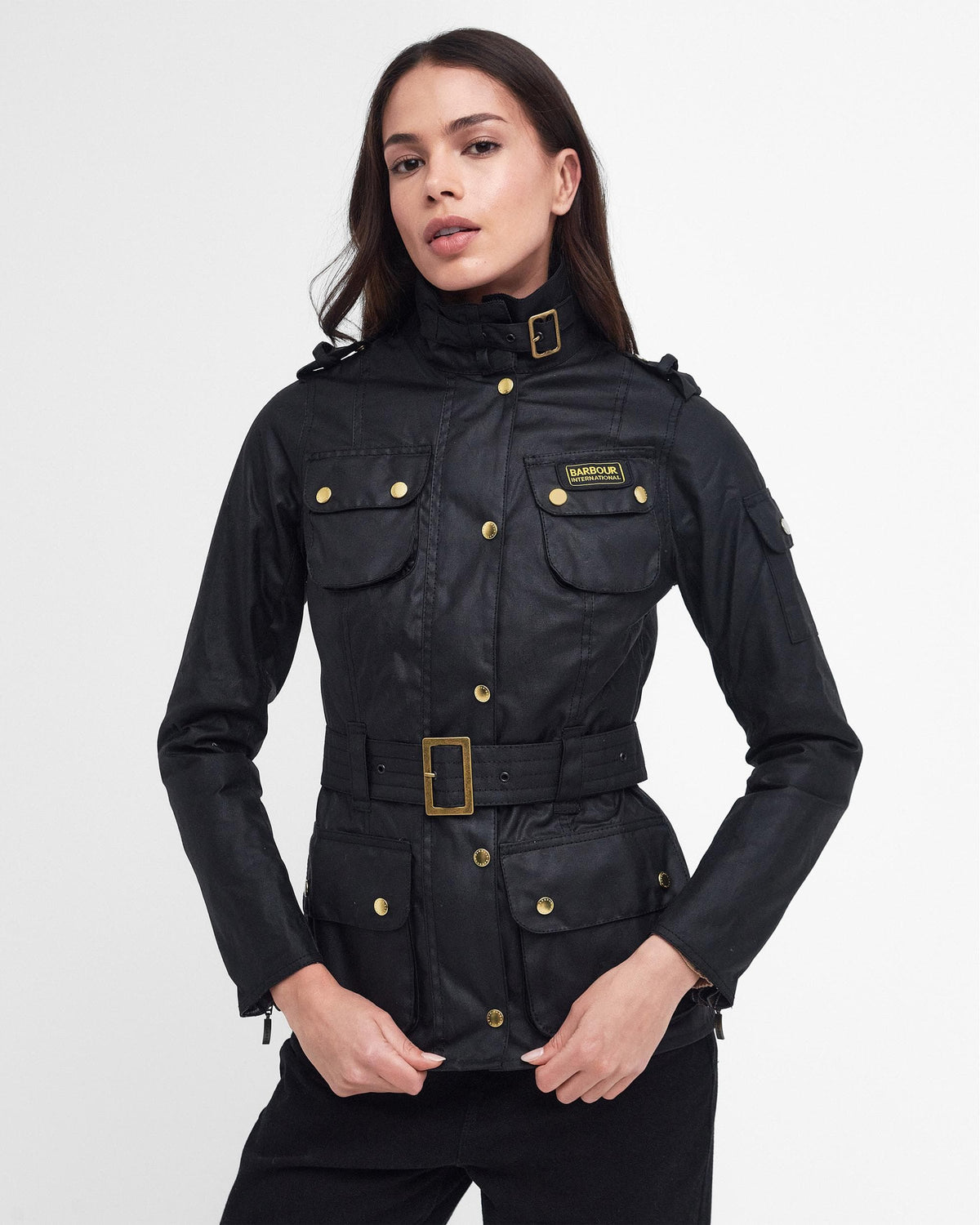 Barbour International Womens Wax Jacket - Black - CHO - Designer Womens Wax Jackets