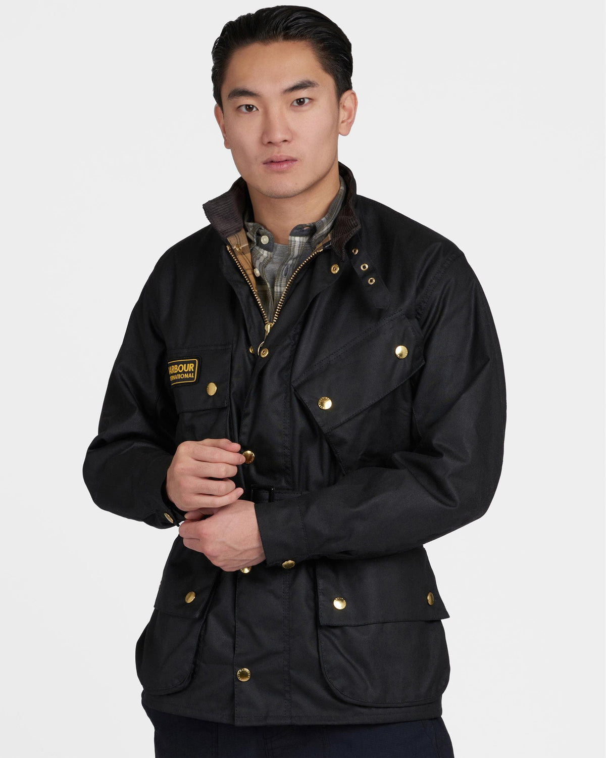 Barbour International Mens Original Wax Jacket - Black - CHO - Designer Mens Wax Jackets