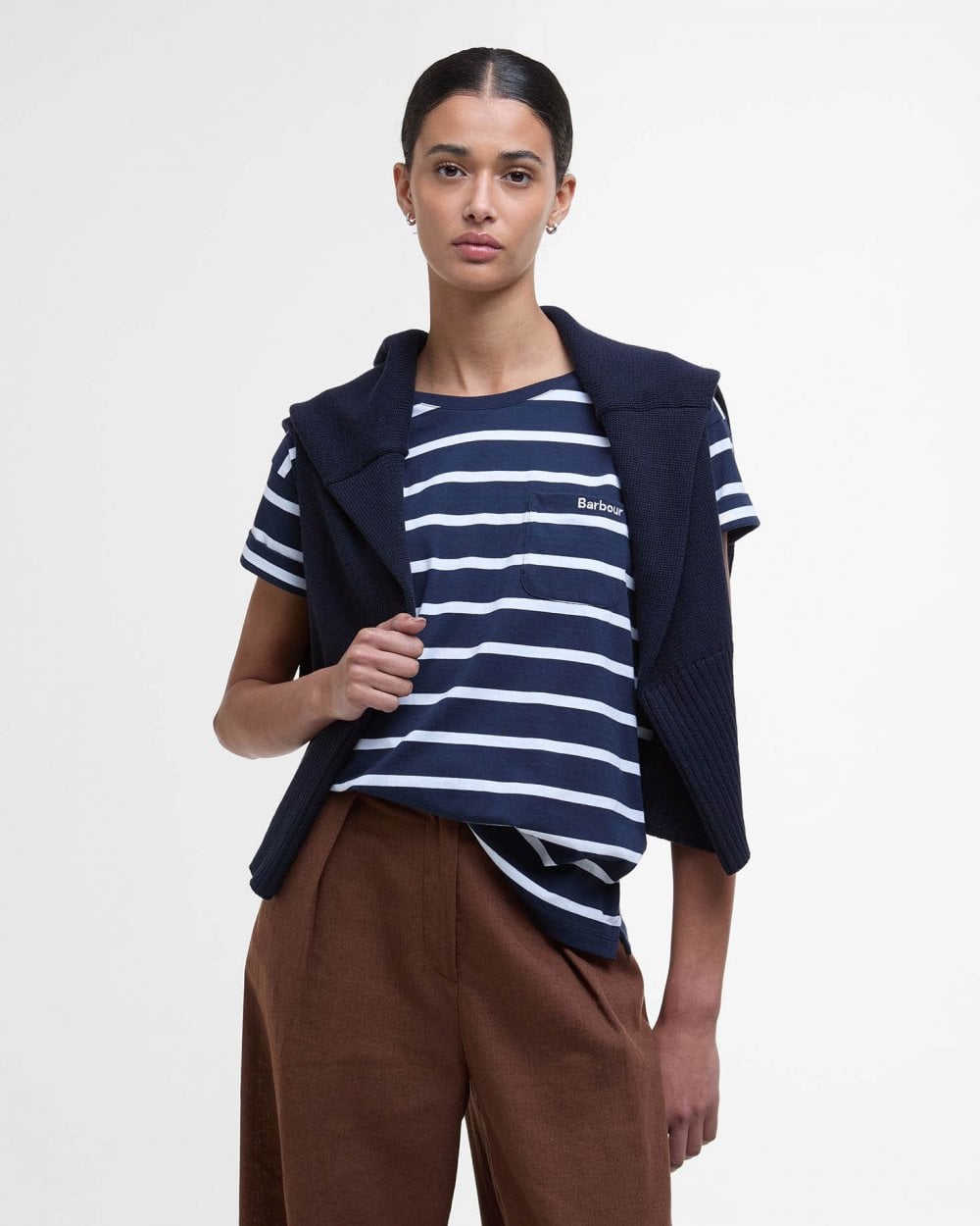Barbour Otterburn Womens T-Shirt - Navy/White