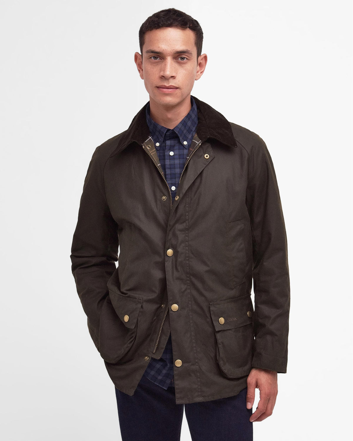 Barbour Ashby Mens Wax Jacket - Olive - CHO - Designer Mens Wax Jackets