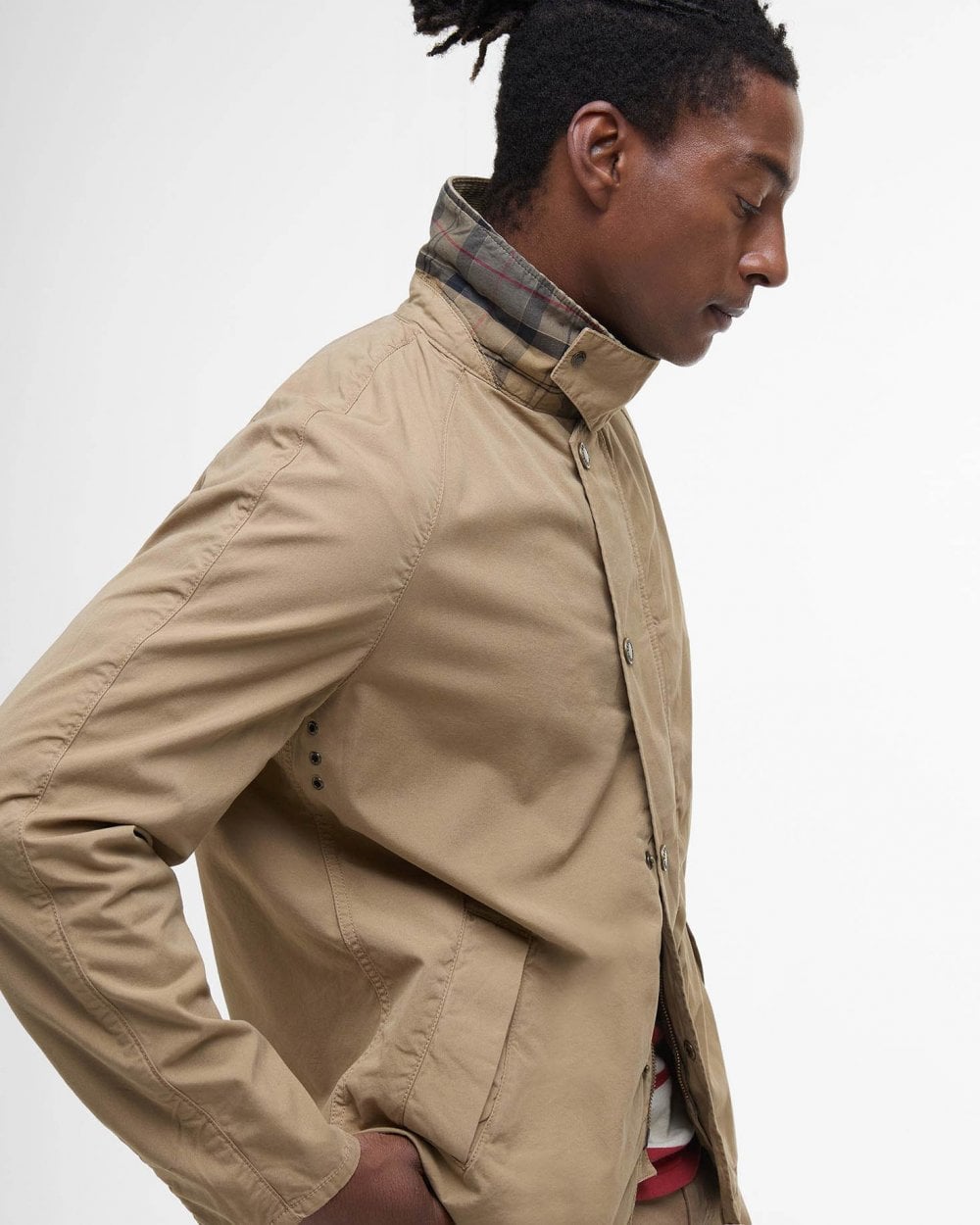 Barbour Tracker Mens Casual Jacket - Washed Stone - CHO - Designer Mens Coats & Jackets