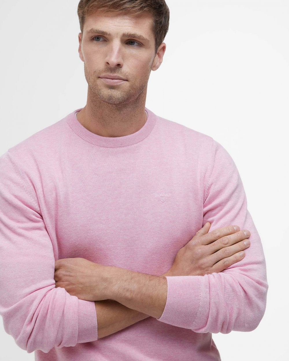 Barbour Pima Cotton Mens Crew Sweatshirt - True Pink