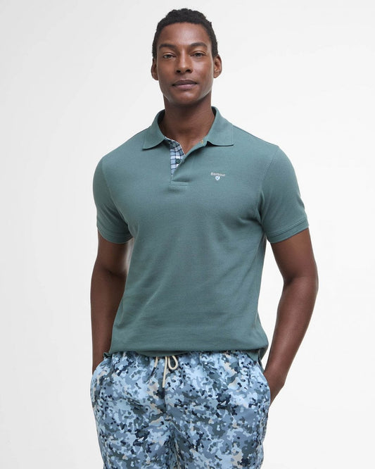 Barbour Tartan Pique Mens Polo - Vintage Teal
