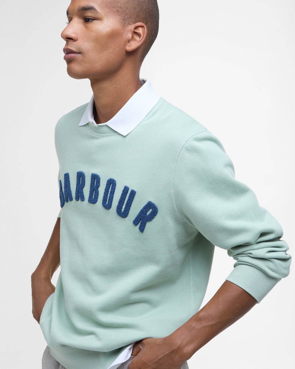 Barbour Prep Logo Crew Mens Sweatshirt - Pale Apple