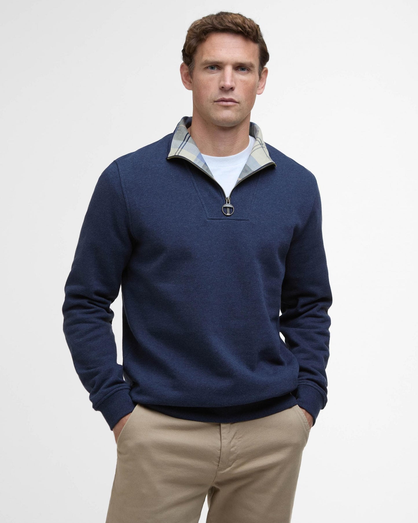 Barbour Nelson Mens Half Zip Sweatshirt - Navy Marl