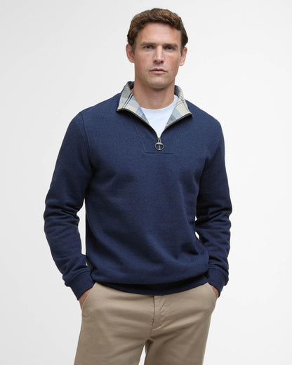 Barbour Nelson Mens Half Zip Sweatshirt - Navy Marl