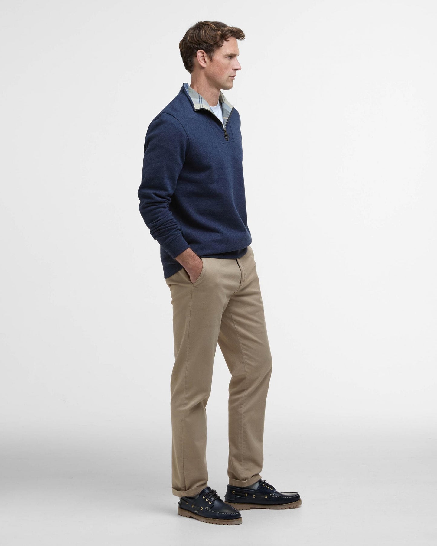 Barbour Nelson Mens Half Zip Sweatshirt - Navy Marl