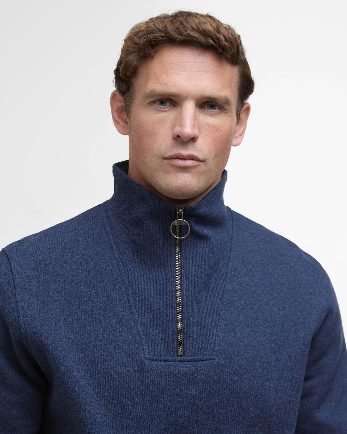 Barbour Nelson Mens Half Zip Sweatshirt - Navy Marl