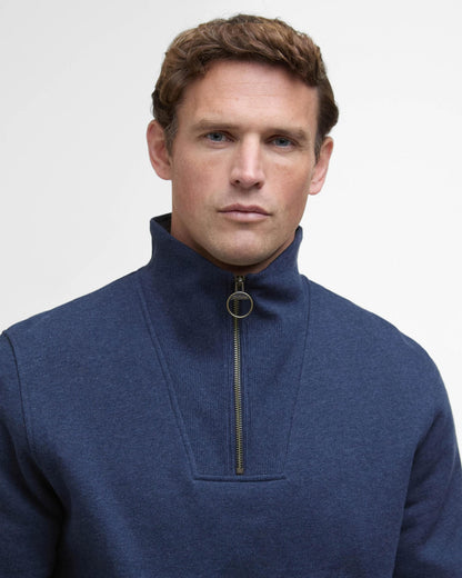 Barbour Nelson Mens Half Zip Sweatshirt - Navy Marl