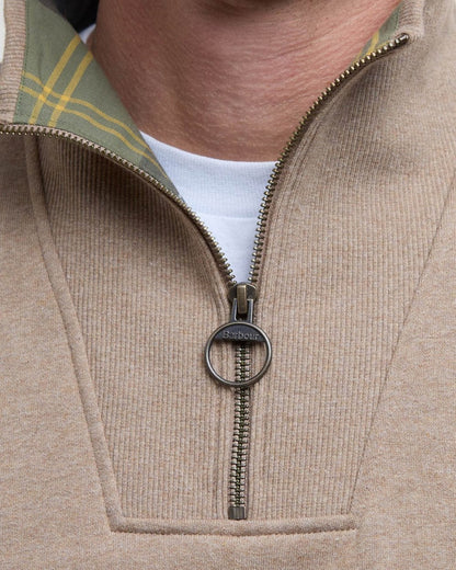 Barbour Nelson Mens Half Zip Sweatshirt - Stone Marl