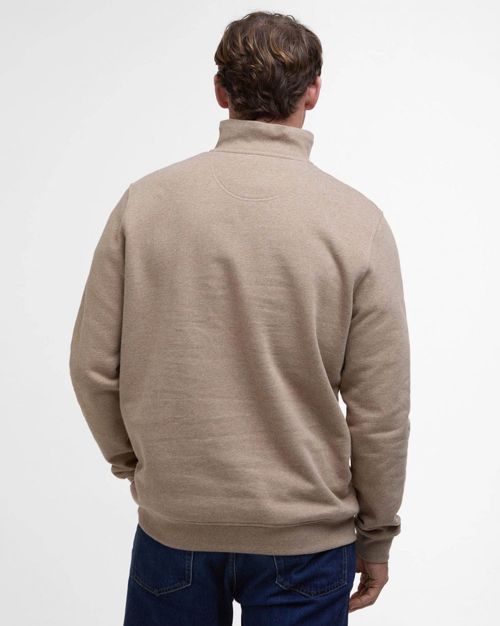 Barbour Nelson Mens Half Zip Sweatshirt - Stone Marl