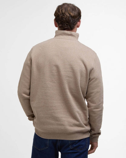 Barbour Nelson Mens Half Zip Sweatshirt - Stone Marl