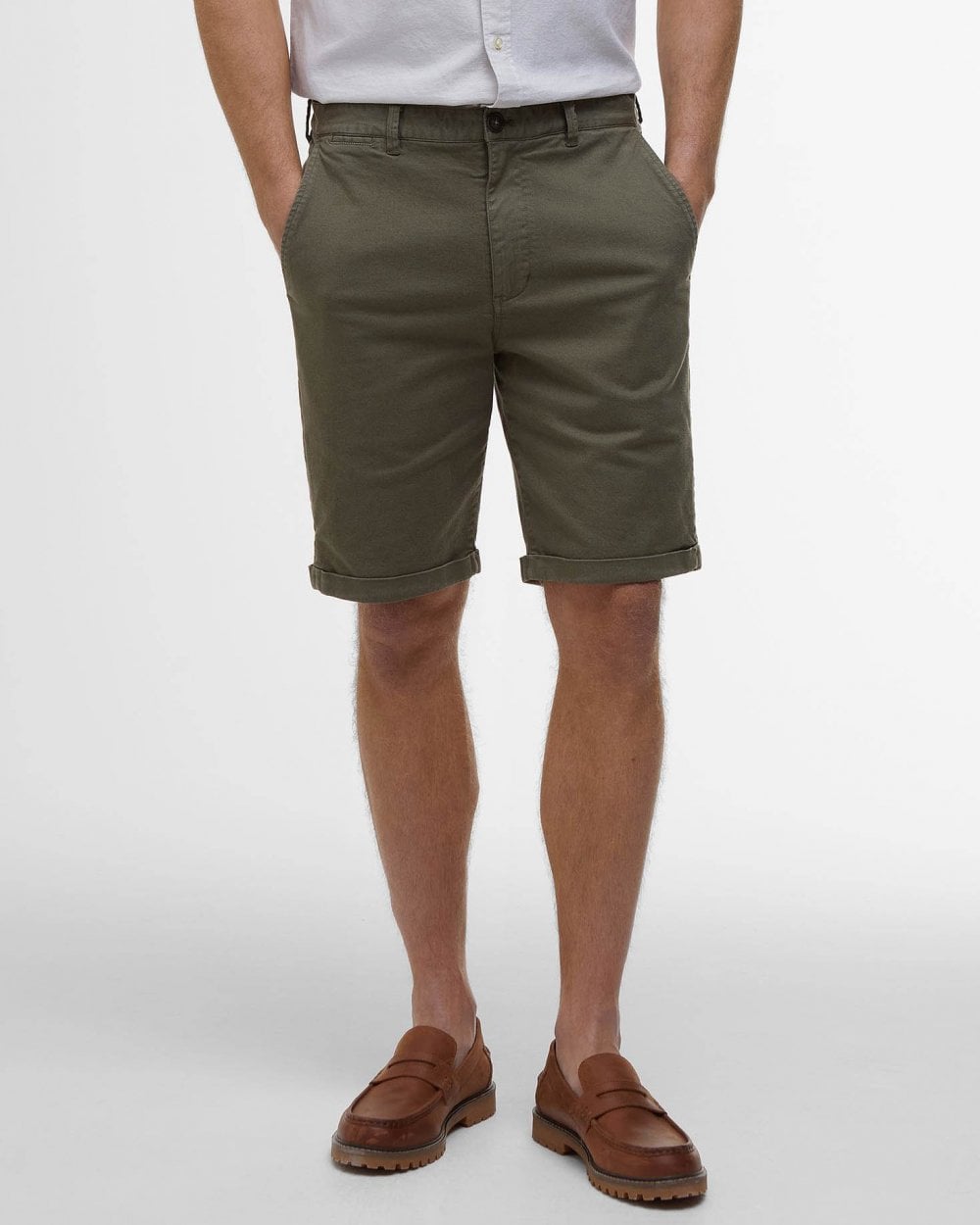 Barbour Mens Washed Twill Chino Shorts - Olive