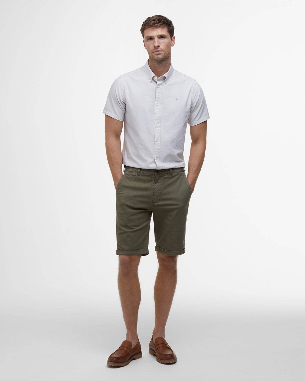 Barbour Mens Washed Twill Chino Shorts - Olive