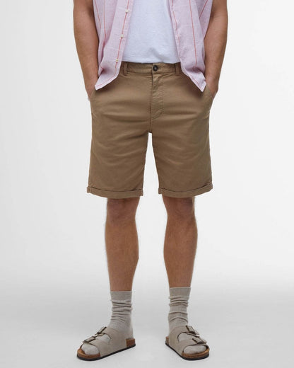 Barbour Mens Washed Twill Chino Shorts - Stone