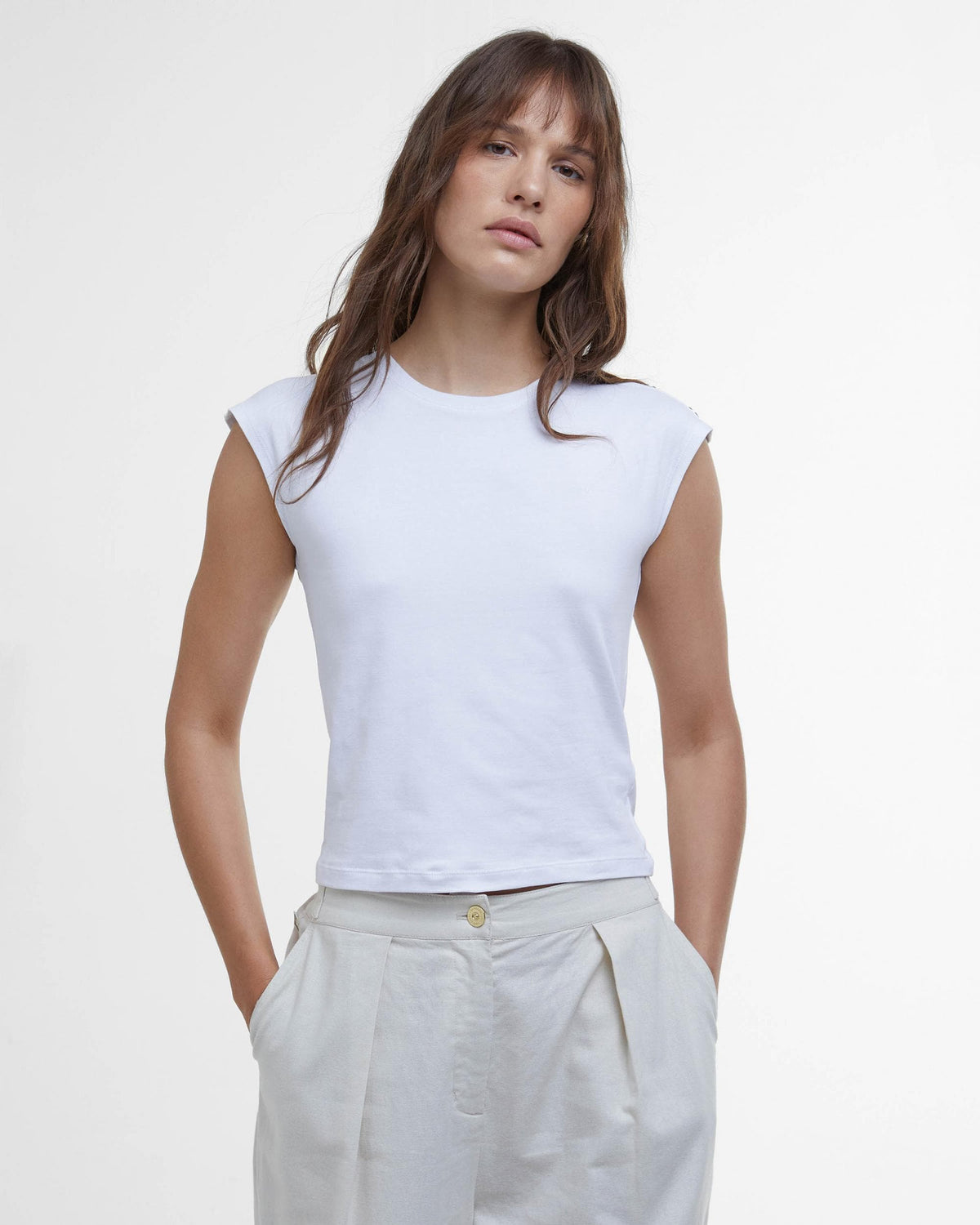 Barbour International Priya Womens Sleeveless Top - White - CHO - Designer Womens Vests