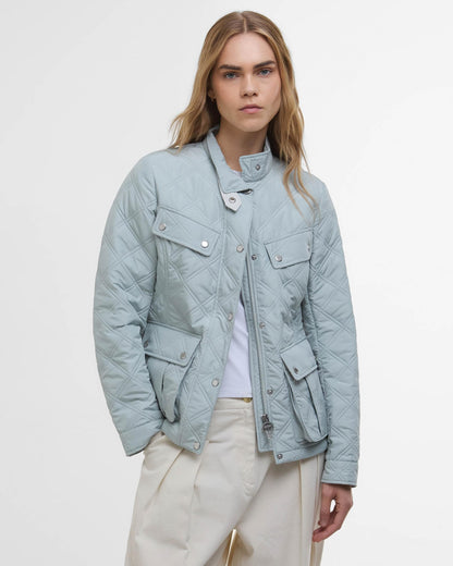 Barbour International Halsey Womens Quilted Jacket - Light Steel/Silver Birch
