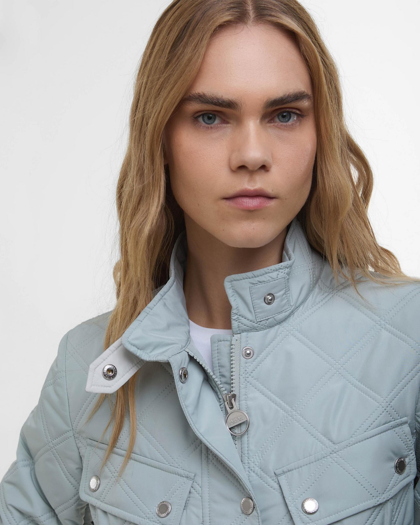 Barbour International Halsey Womens Quilted Jacket - Light Steel/Silver Birch