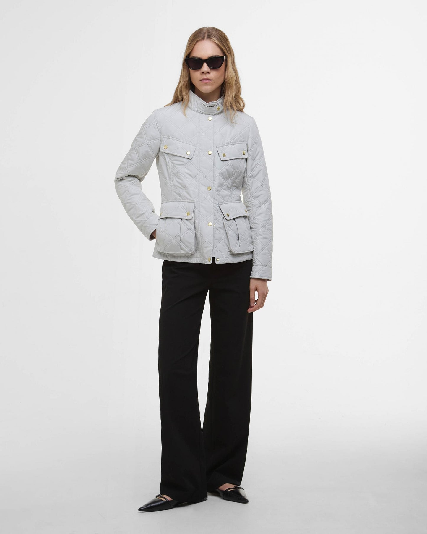 Barbour International Halsey Womens Quilted Jacket - Silver Birch/Silver Birch