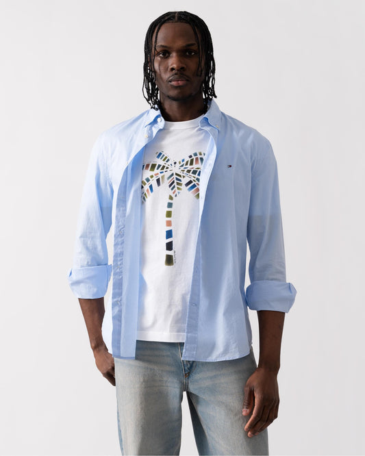 Tommy Hilfiger Core Flex Poplin Mens Long Sleeve Shirt - Sweet Blue